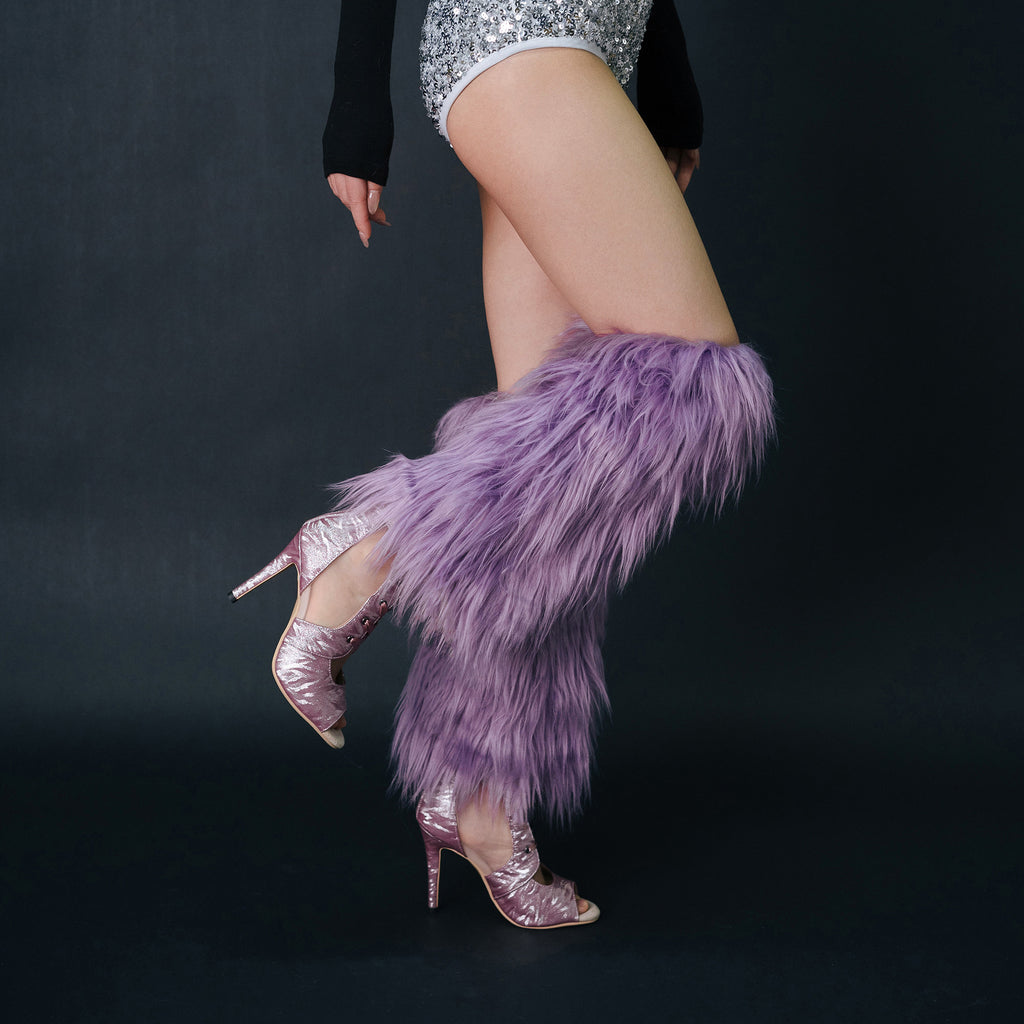 Christmas red faux wool heels boot covers, plush sock covers, mid-length fur fur high-top leggings, autumn/winter