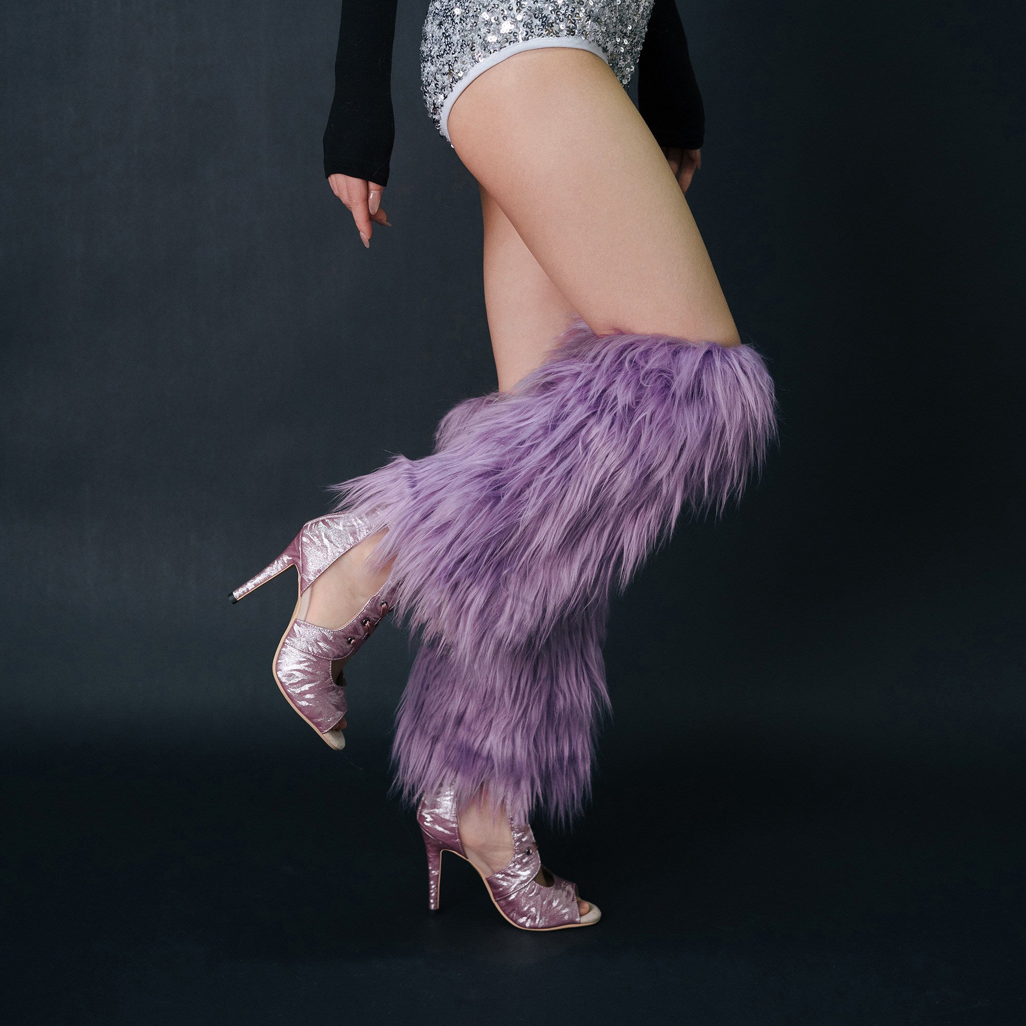 Christmas red faux wool heels boot covers, plush sock covers, mid-length fur fur high-top leggings, autumn/winter