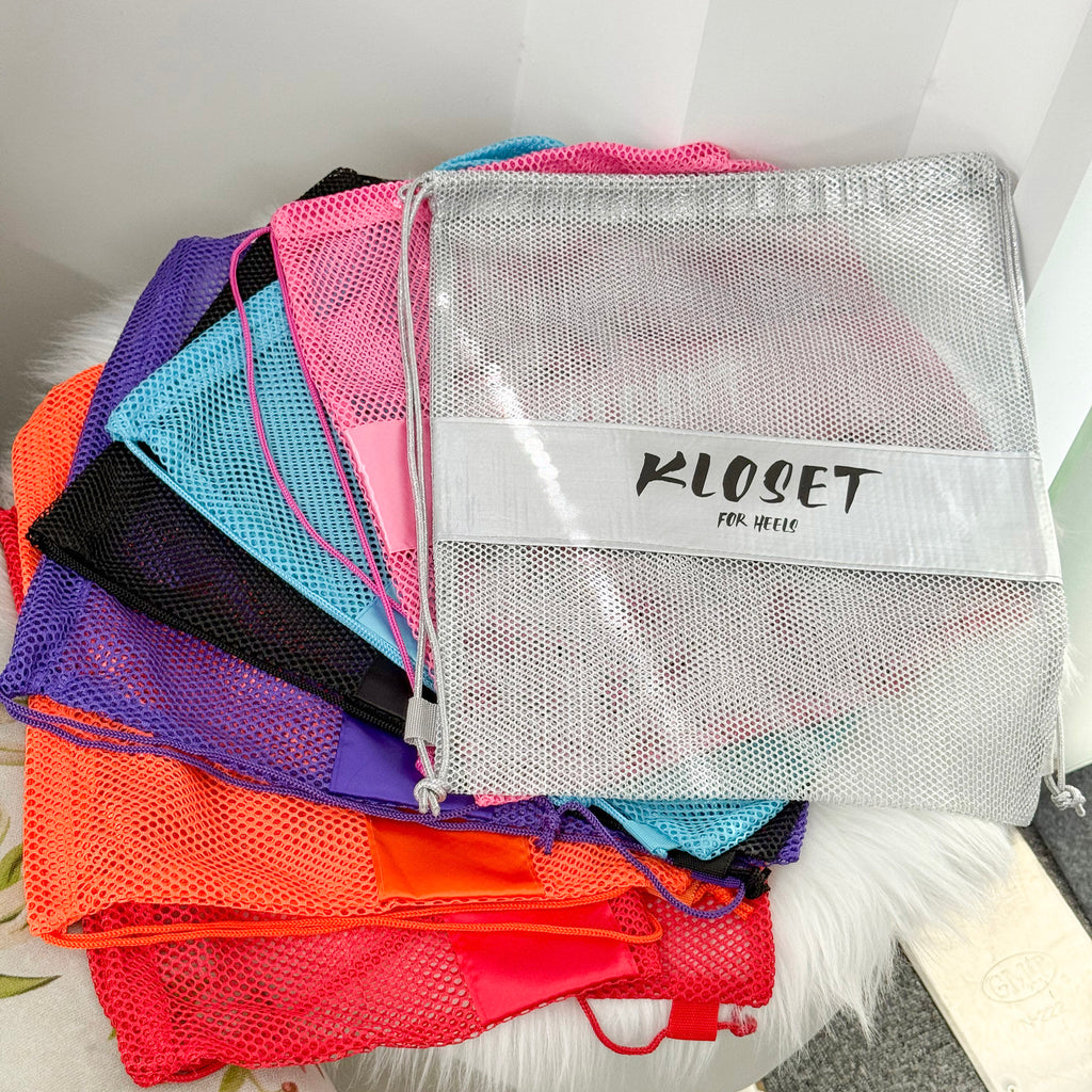 KLOSET High Heels Mesh Bags Multicolor Mesh Drawstring Back Bags Mesh Storage Bags Packaging Bags Mesh Shoe Bags Trendy