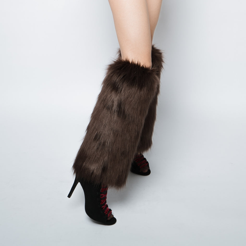 Heels boot cover furry leg cover y2k fox fur warm calf cover jk sock cover long hair imitation plush heel cover