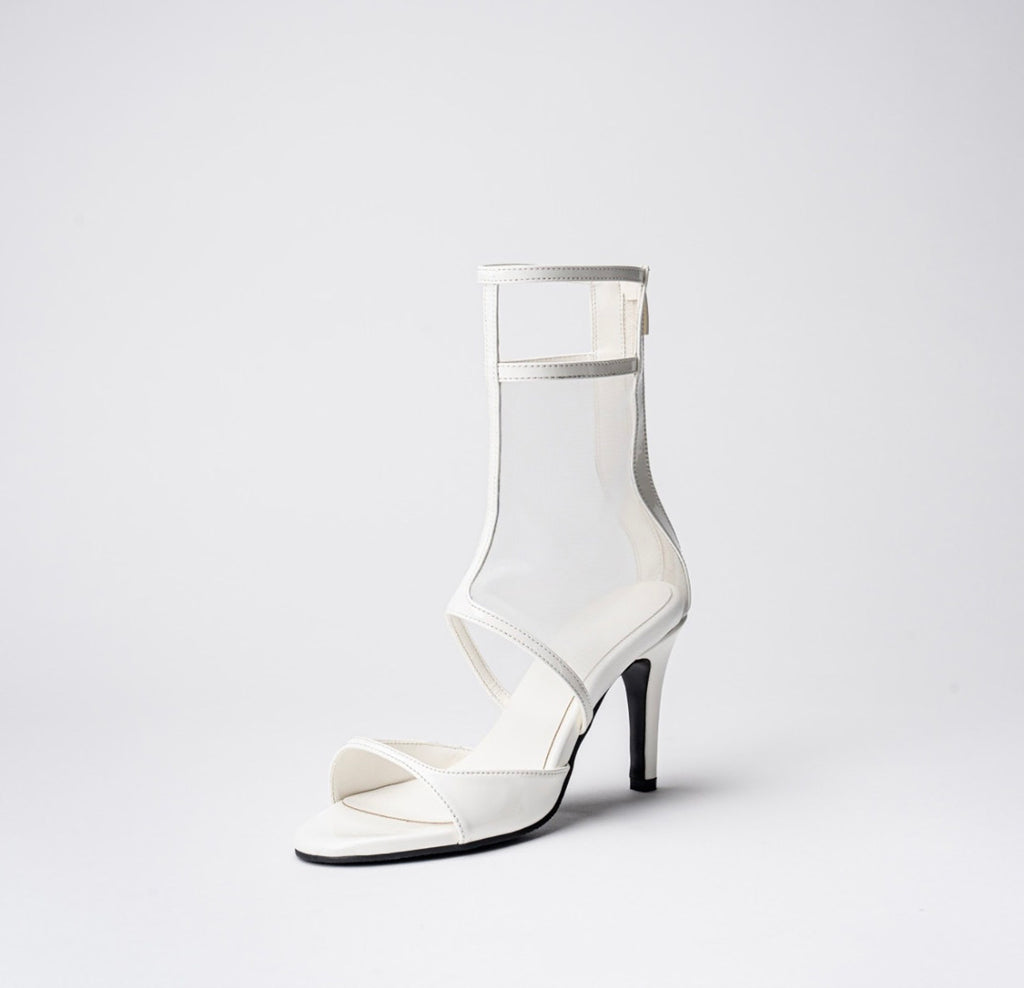 Sexy jazz special dance shoes lace-up short see-through high heels openwork dance shoes through boots heels women