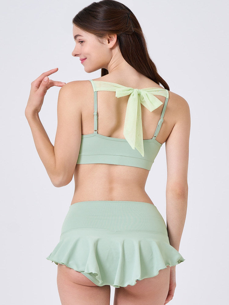 Candy-colored mesh polewear suit, pole dance suit, shorts, beautiful back, professional anti-light sports vest top