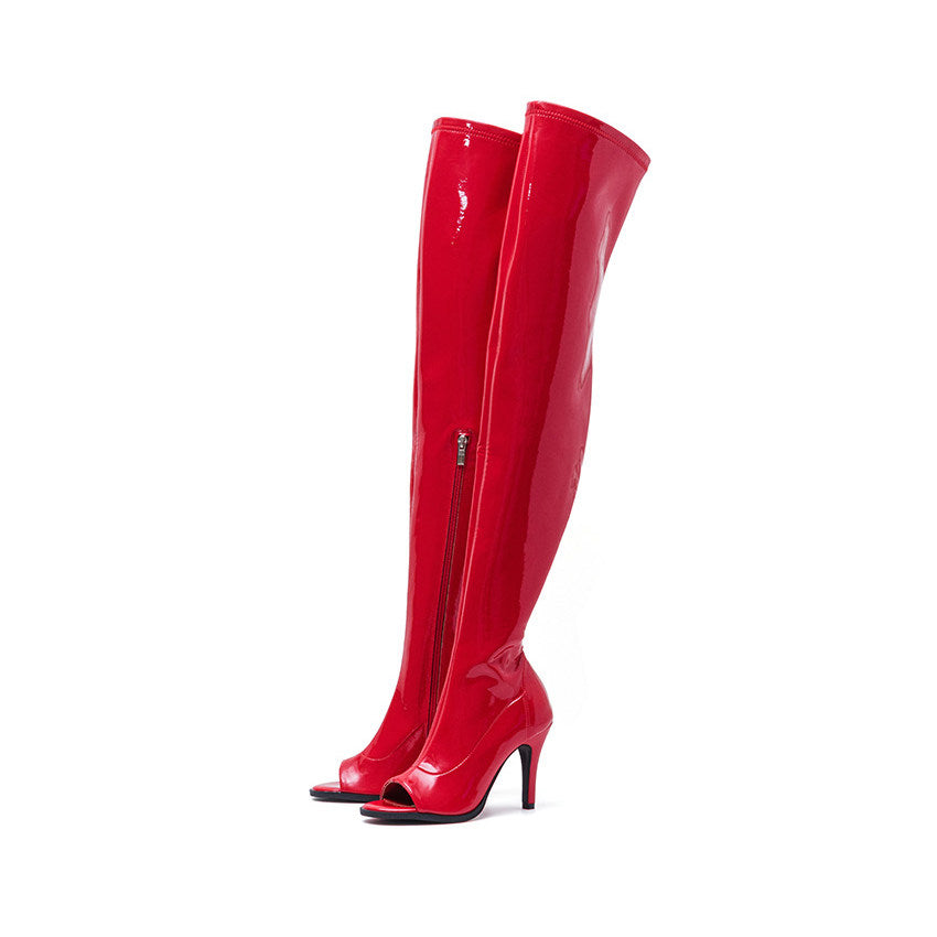 Red jazz dance high heel boots over the knee heels heels dancing boots boots patent leather sexy dancing boots girl