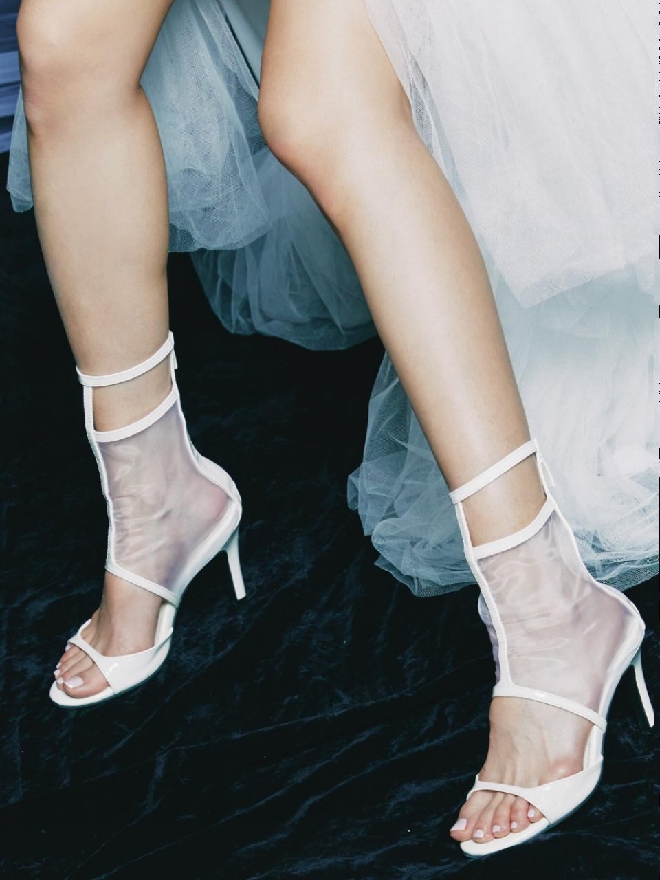 Sexy jazz special dance shoes lace-up short see-through high heels openwork dance shoes through boots heels women