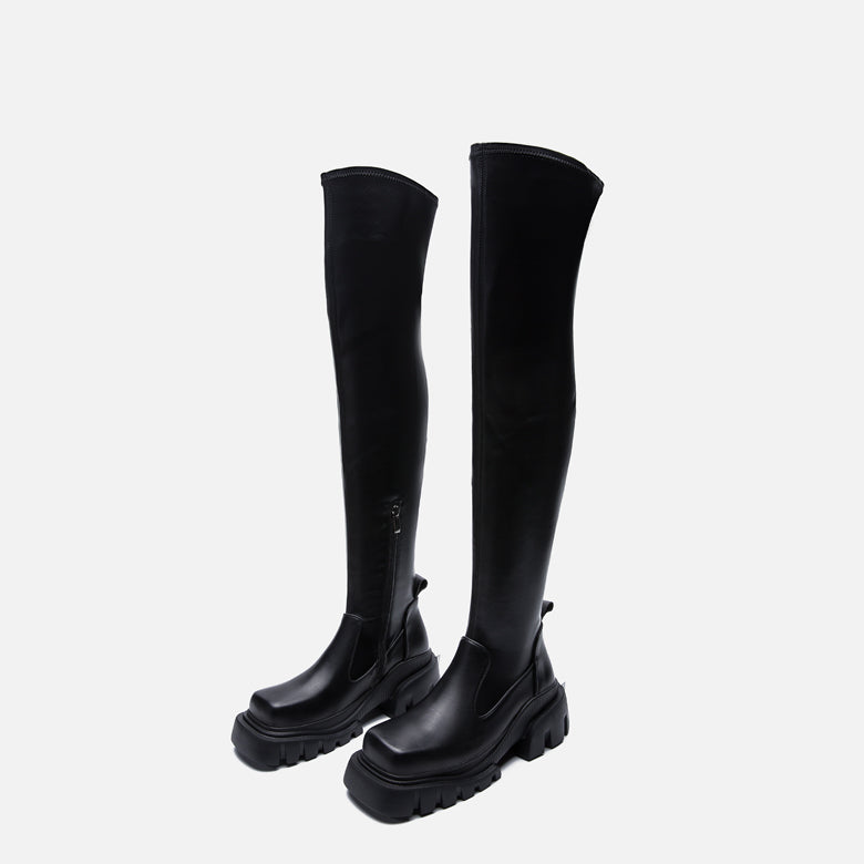 Sugar cube knee boots women's fall/winter 2024 new stretch skinny boots small man boots women's platform boots