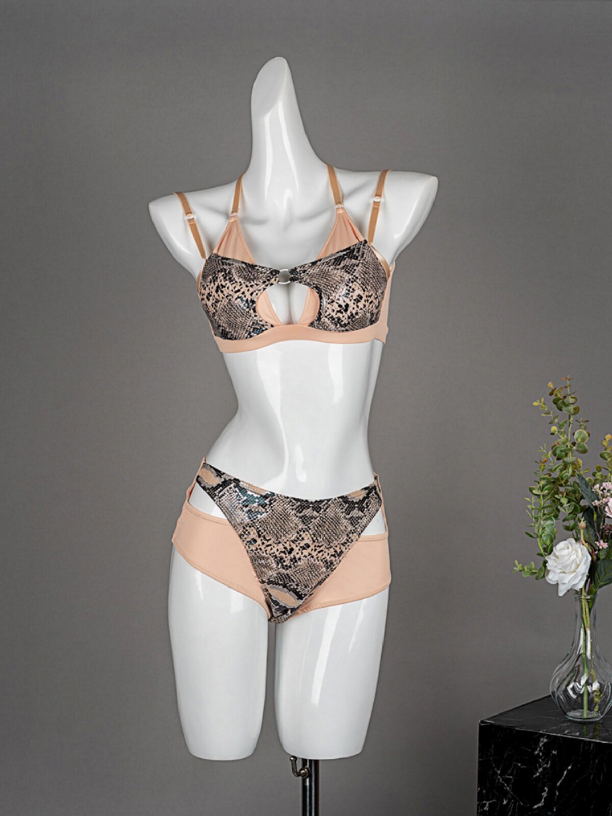 Snake pattern split style beautiful back sexy pole wear set pole dance costume professional anti-light practice costume performance