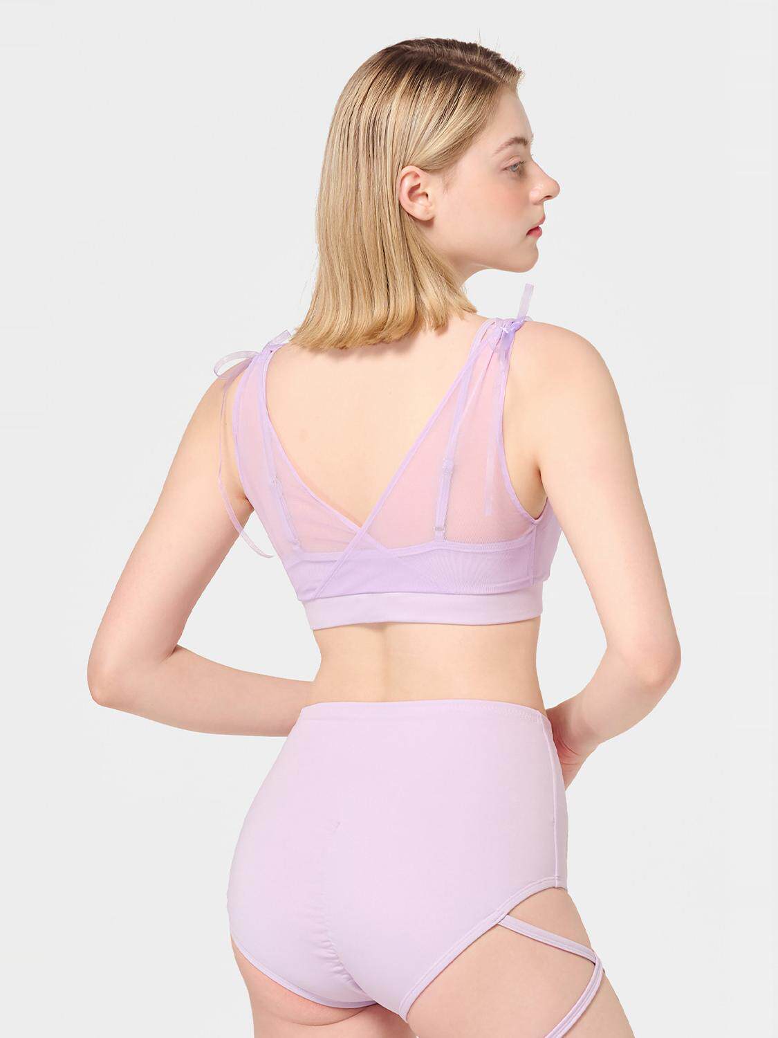 Pole dance costume underwear women's pole wear mesh beautiful back bra suspender professional anti-light shorts set