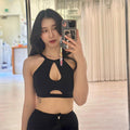 Polewear beautiful back sports bra sexy fitness vest style hollow suspender anti-sagging running gathering bra
