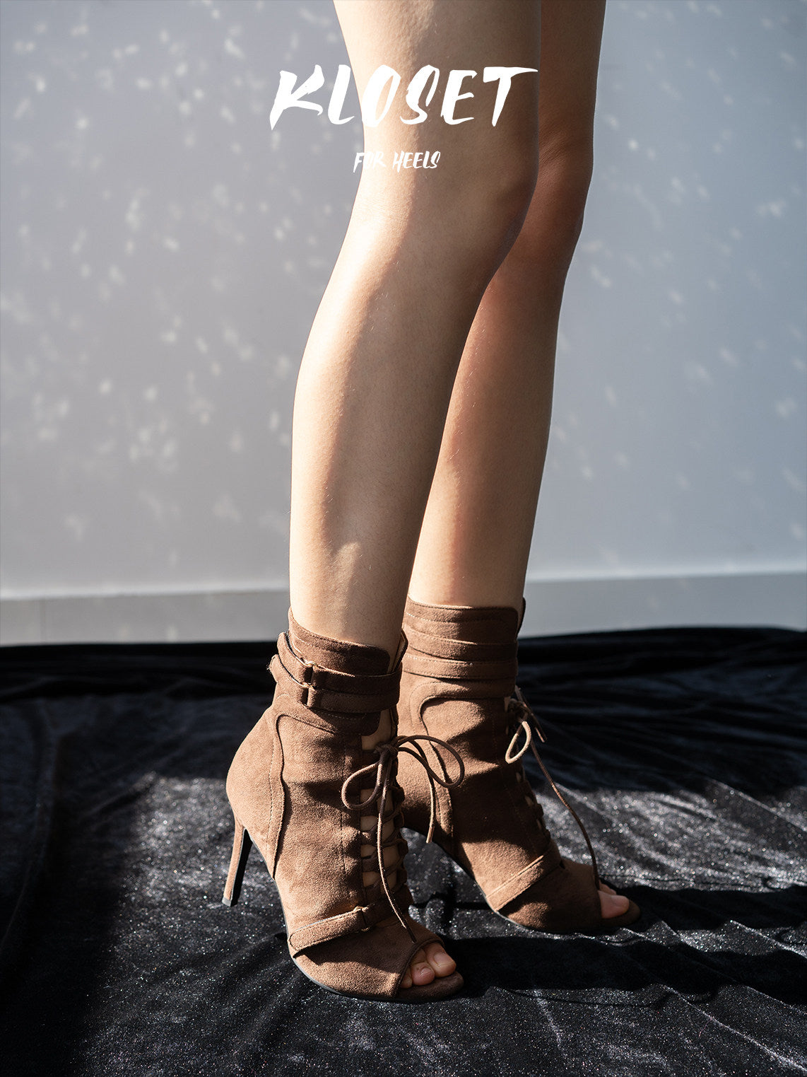 Original coffee color lace-up fishmouth jazz dance short dancing high heels jazz booties sexy HEELS dance shoes