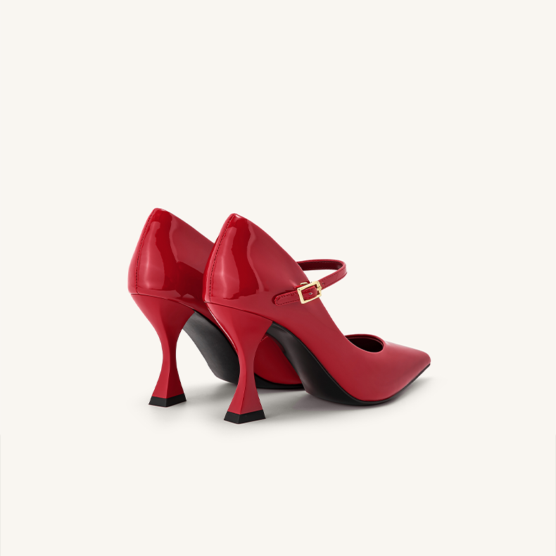 Red pump jazz special dance shoes Mary Jane pointed heels dance shoes short stiletto boots heels heels