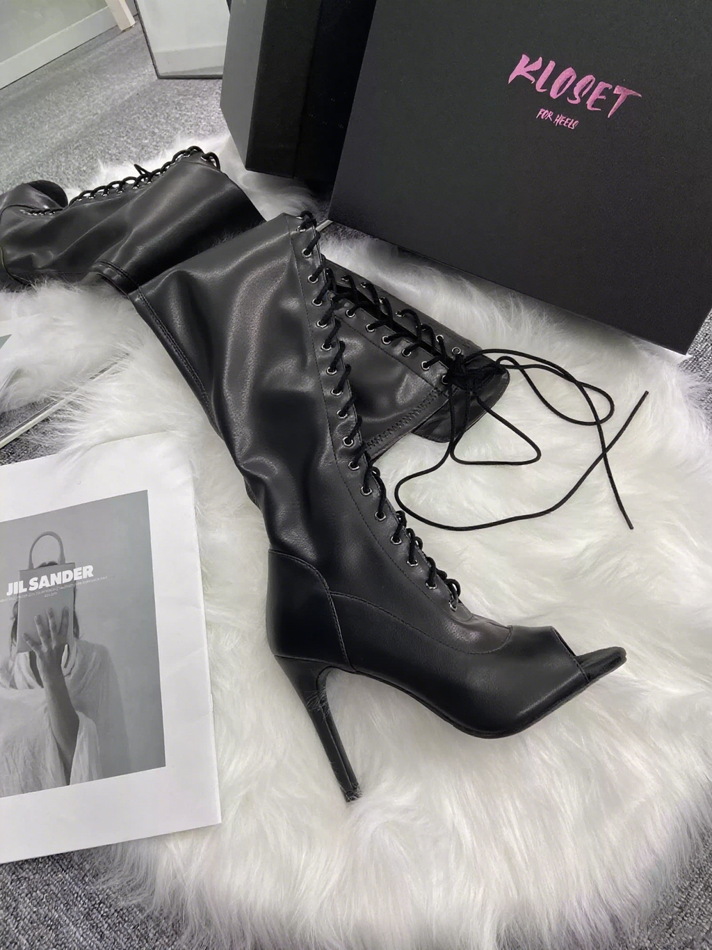 Lace-up fishmouth jazz dance special dancing high heels stretch over the knee length sexy HEELS dance shoes jazz