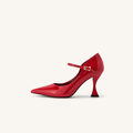 Red pump jazz special dance shoes Mary Jane pointed heels dance shoes short stiletto boots heels heels
