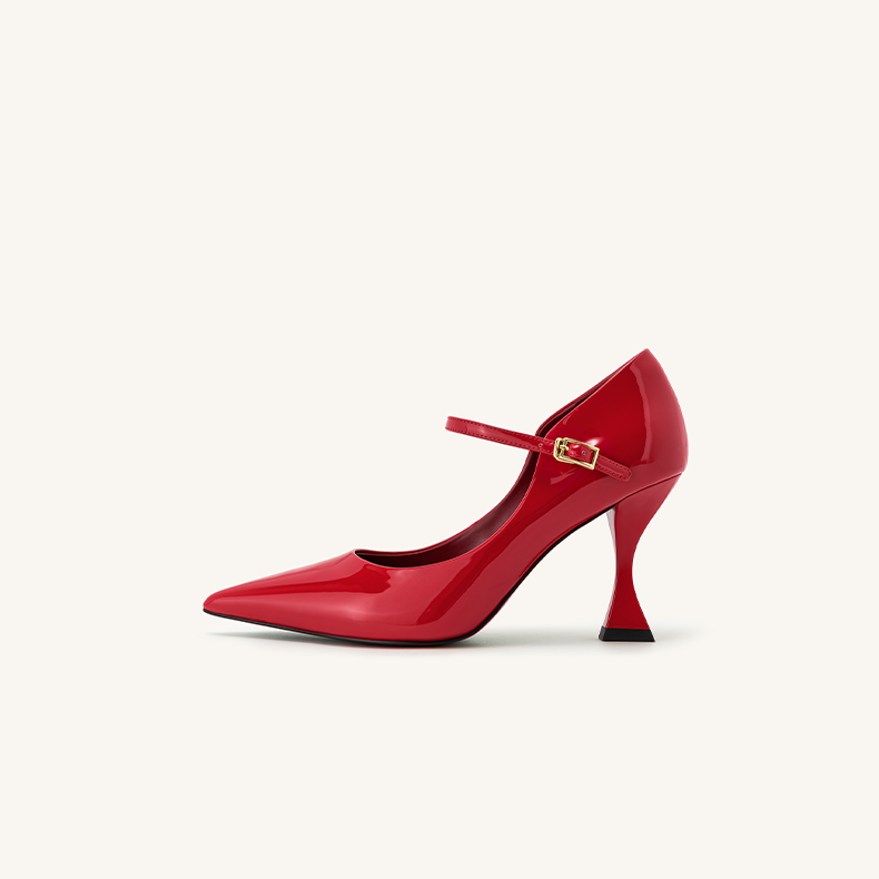 Red pump jazz special dance shoes Mary Jane pointed heels dance shoes short stiletto boots heels heels