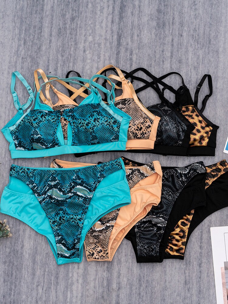 Snake pattern split style beautiful back sexy pole wear set pole dance costume professional anti-light practice costume performance