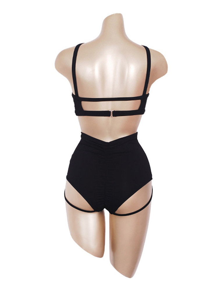 Polewear beautiful back sports bra sexy fitness vest style hollow suspender anti-sagging running gathering bra