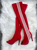 Jazz dance high heels heels dance shoes three bars hot girl red high heel boots long elastic boots girl