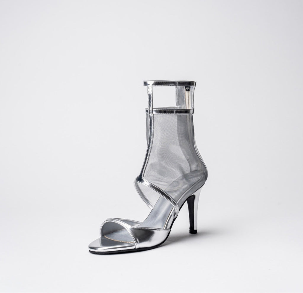 Sexy jazz special dance shoes lace-up short see-through high heels openwork dance shoes through boots heels women