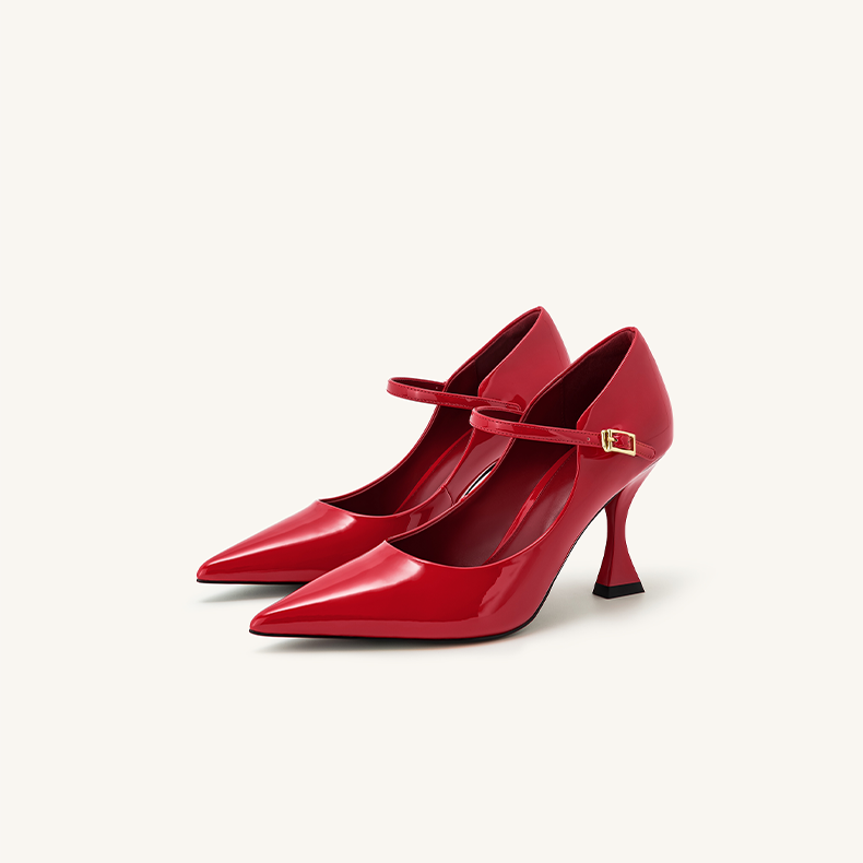 Red pump jazz special dance shoes Mary Jane pointed heels dance shoes short stiletto boots heels heels
