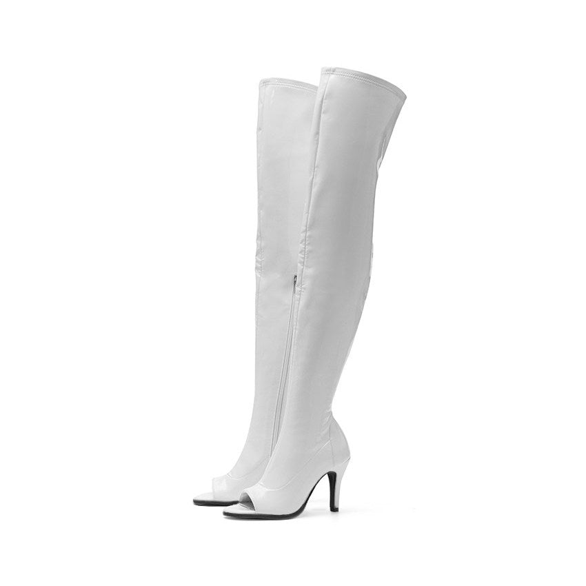 White jazz dancing boots over the knee heels heels dancing boots boots patent leather sexy dancing boots girl
