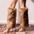Heels boot cover furry leg cover y2k fox fur warm calf cover jk sock cover long hair imitation plush heel cover