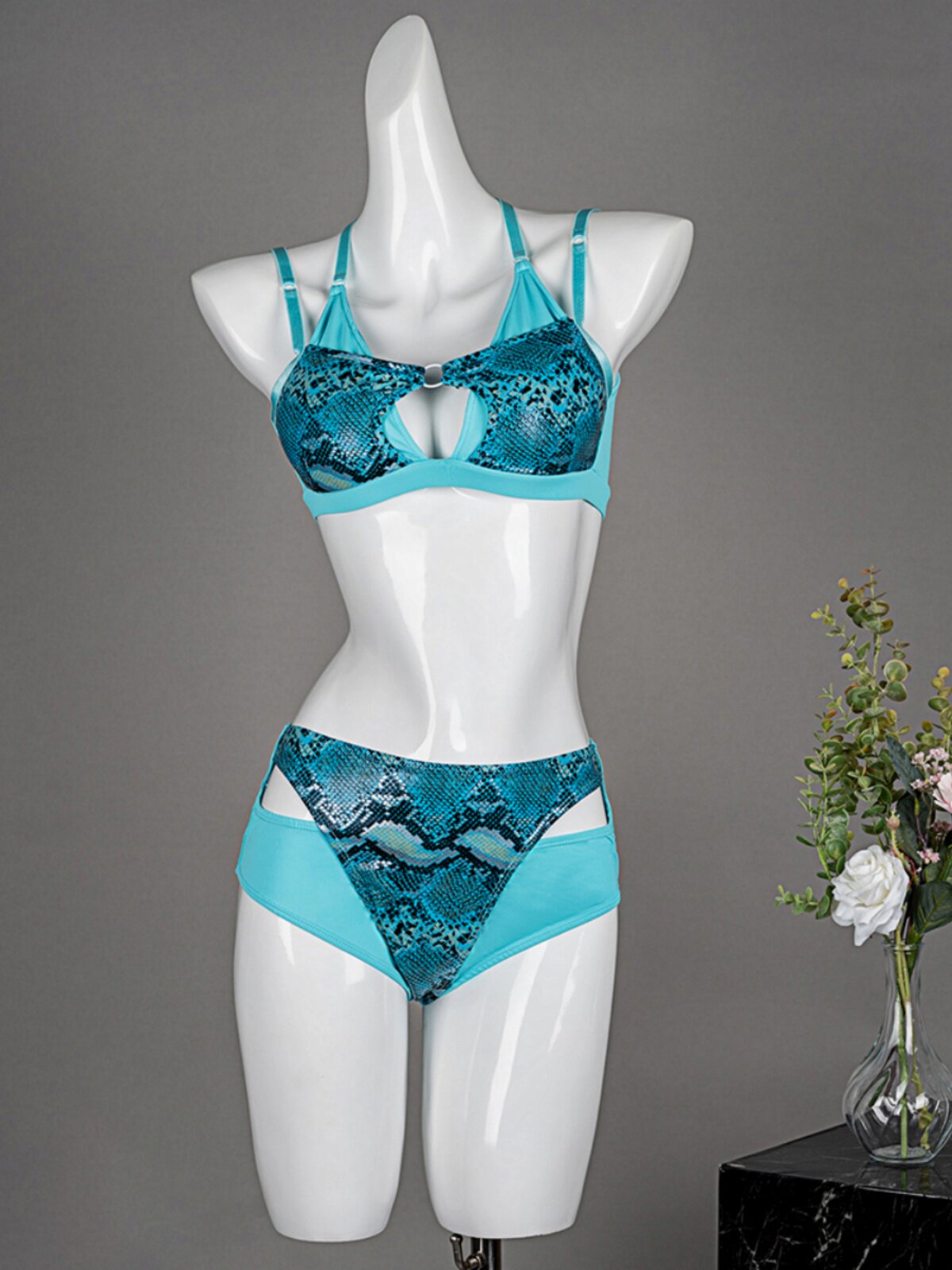 Snake pattern split style beautiful back sexy pole wear set pole dance costume professional anti-light practice costume performance