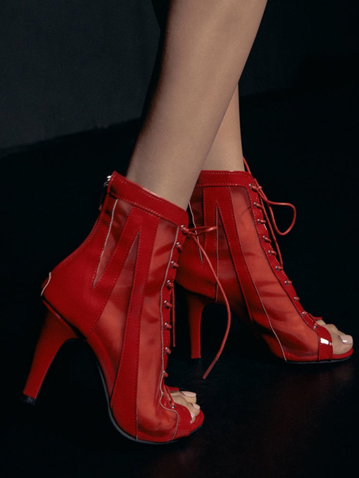 Red mesh jazz dancing fish mouth high heels HEELS special dancing shoes boots dancing shoes sandals dancing women and men