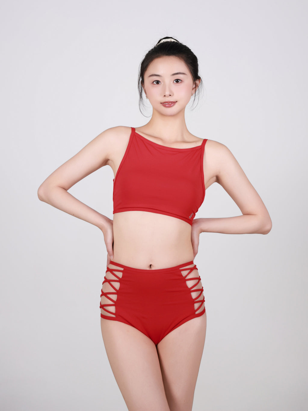 Pole dancer costume underwear women's sports vest polewear lace-up beautiful back bra camisole shorts sexy suit