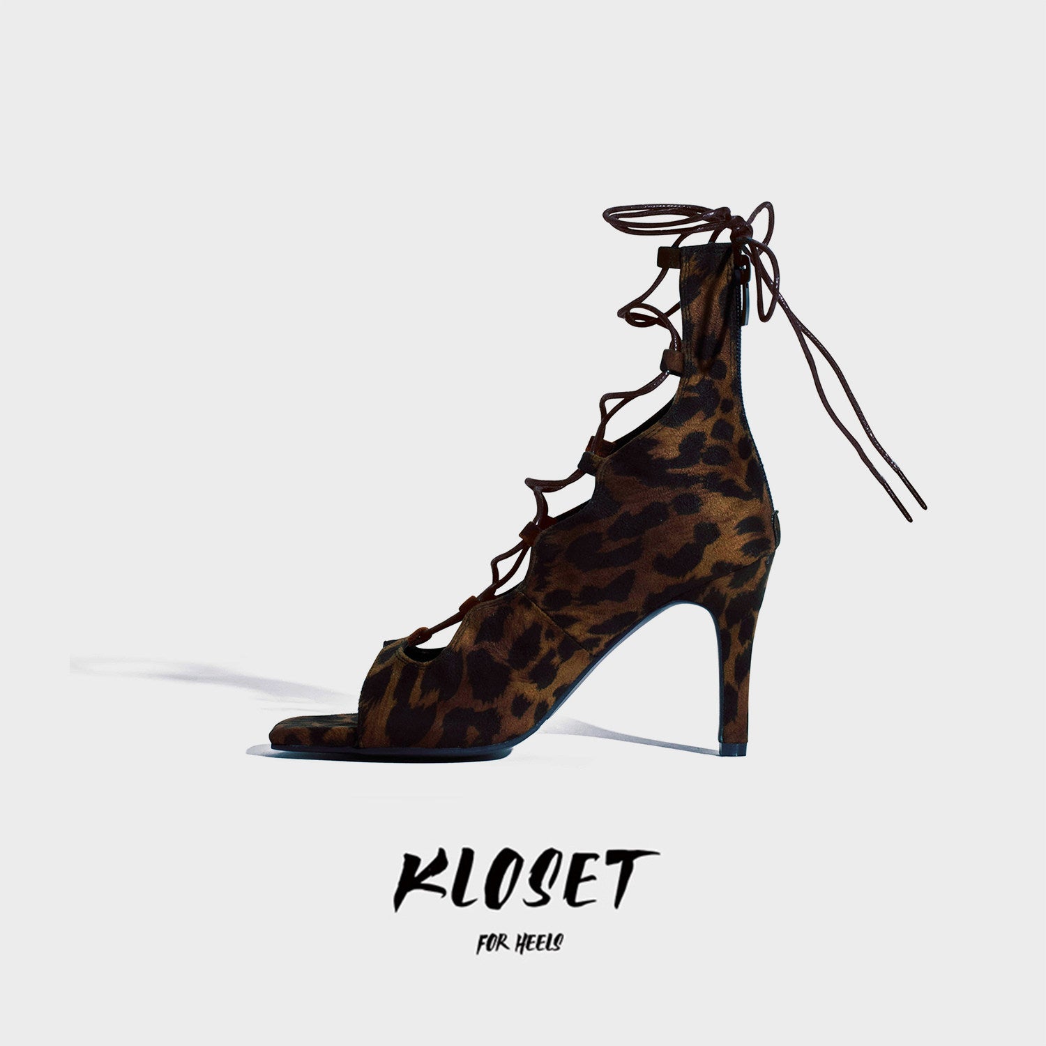 Leopard print sexy jazz special dance shoes lace-up short heels openwork dancing shoes soft sole boots heels women