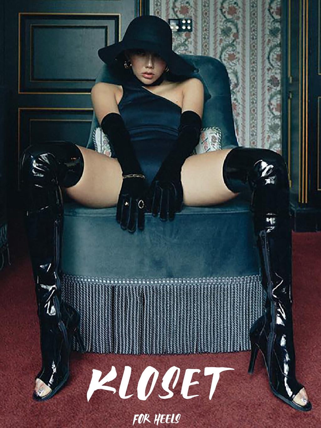 Jazz dance high heels heels dance shoes patent leather sexy over the knee stockings over the knee stretch boots fish mouth dance women and men