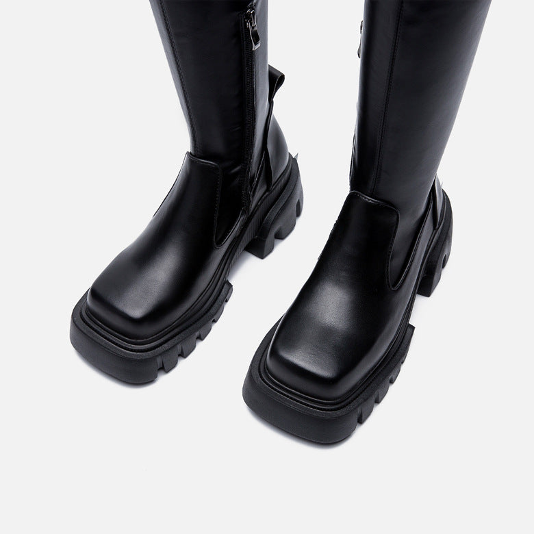 Sugar cube knee boots women's fall/winter 2024 new stretch skinny boots small man boots women's platform boots