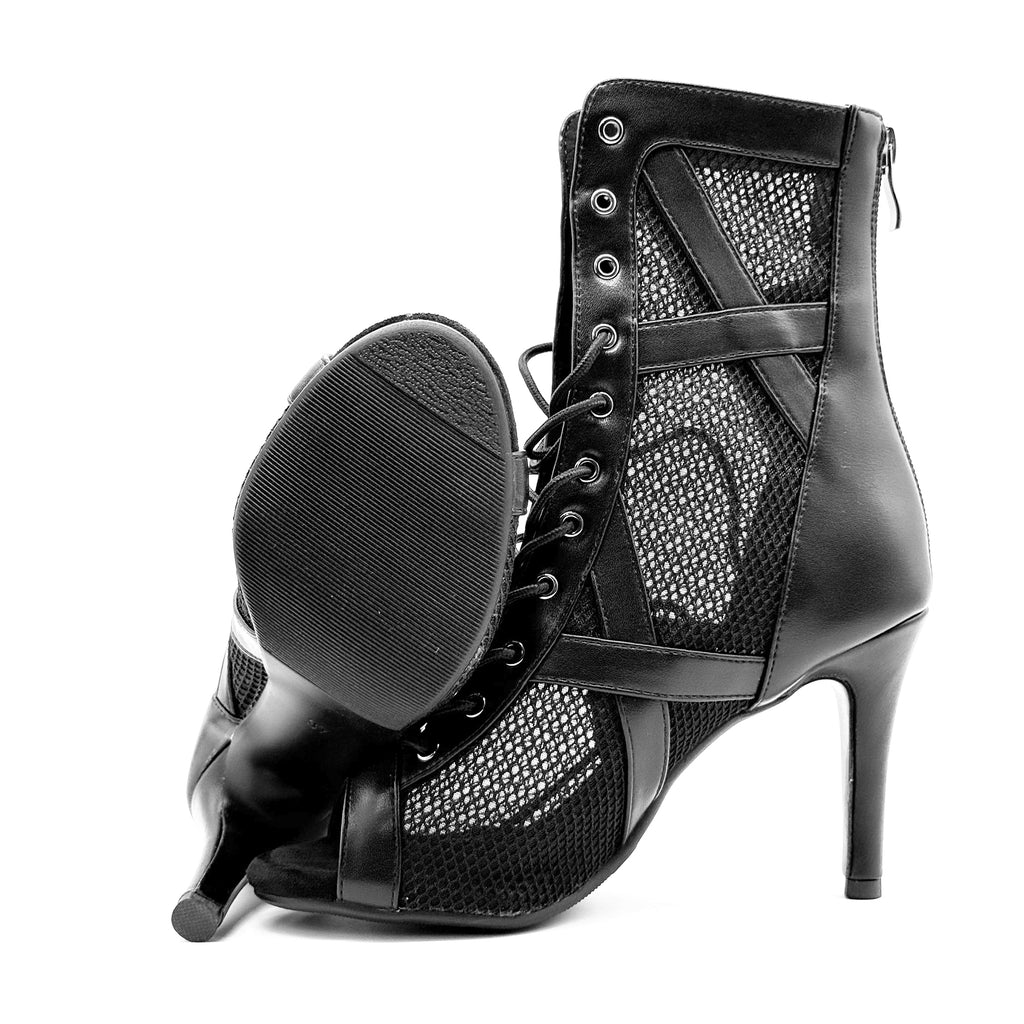 HEELS dance shoes with fine heels, specifically designed for jazz dance, mesh short boots, summer open toed fish mouth sandals, plus size women