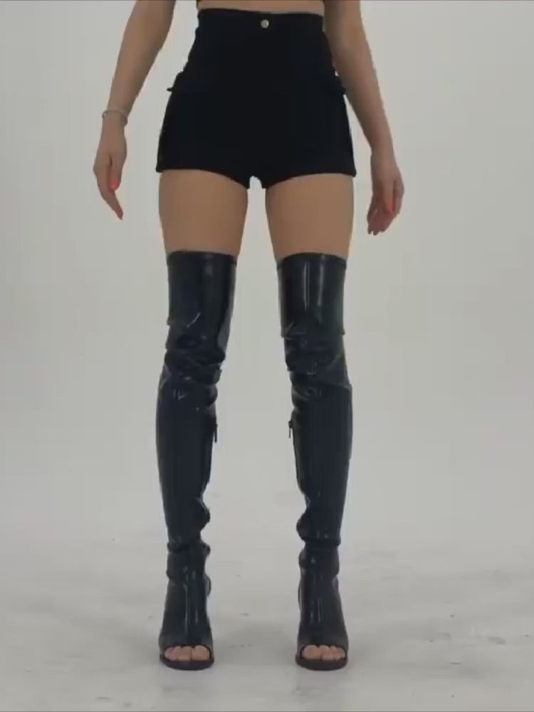 Korea Dongdaemun new high-waisted tight shorts 2024, double pockets, buttocks high-waisted sexy pants