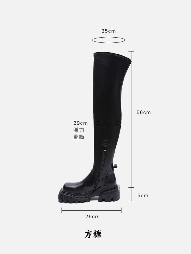 Sugar cube knee boots women's fall/winter 2024 new stretch skinny boots small man boots women's platform boots