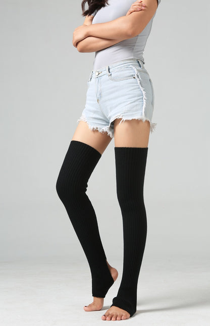 【Use with booties】Heels heels, over-the-knee sock covers, dancing leg covers, knitted to keep warm feet