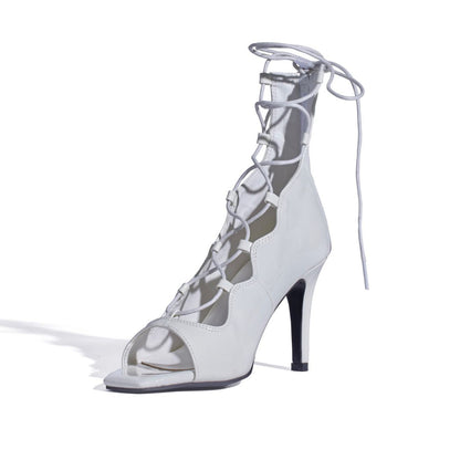 Lace up sexy jazz exclusive high heels, short tube cool boots, hollow out dance shoes, soft soled short boots, dance shoes, heels, women